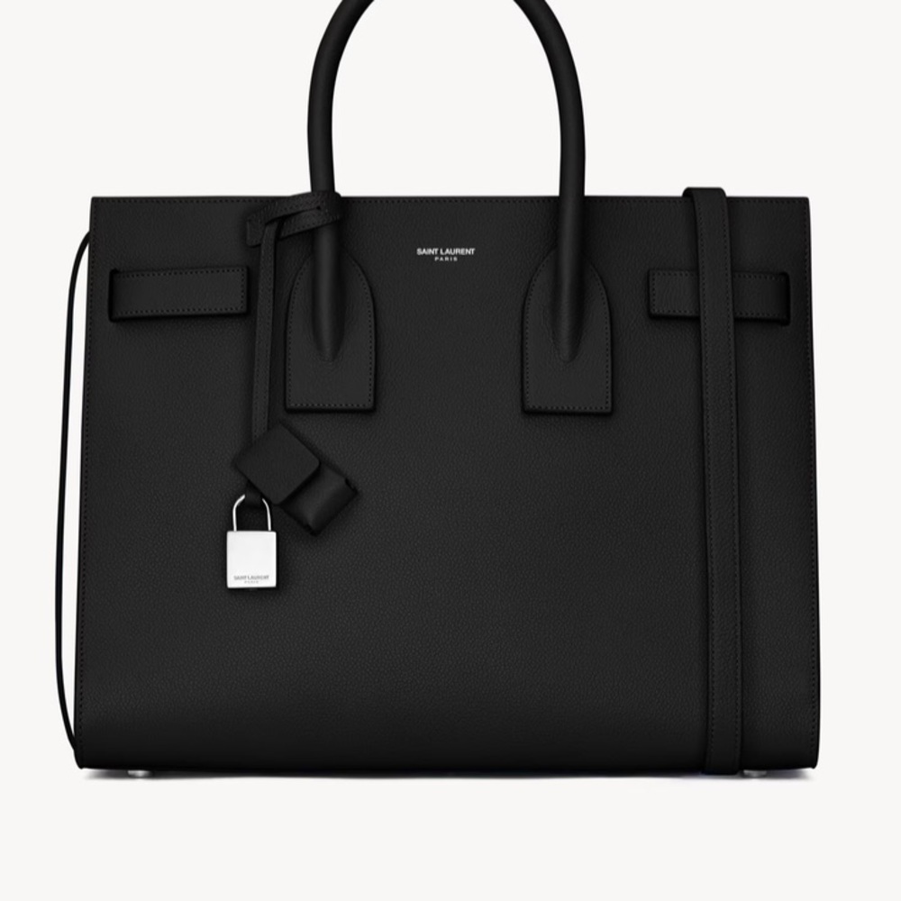 Saint Laurent Sac De Jour Bag in Grained Black Leather Small